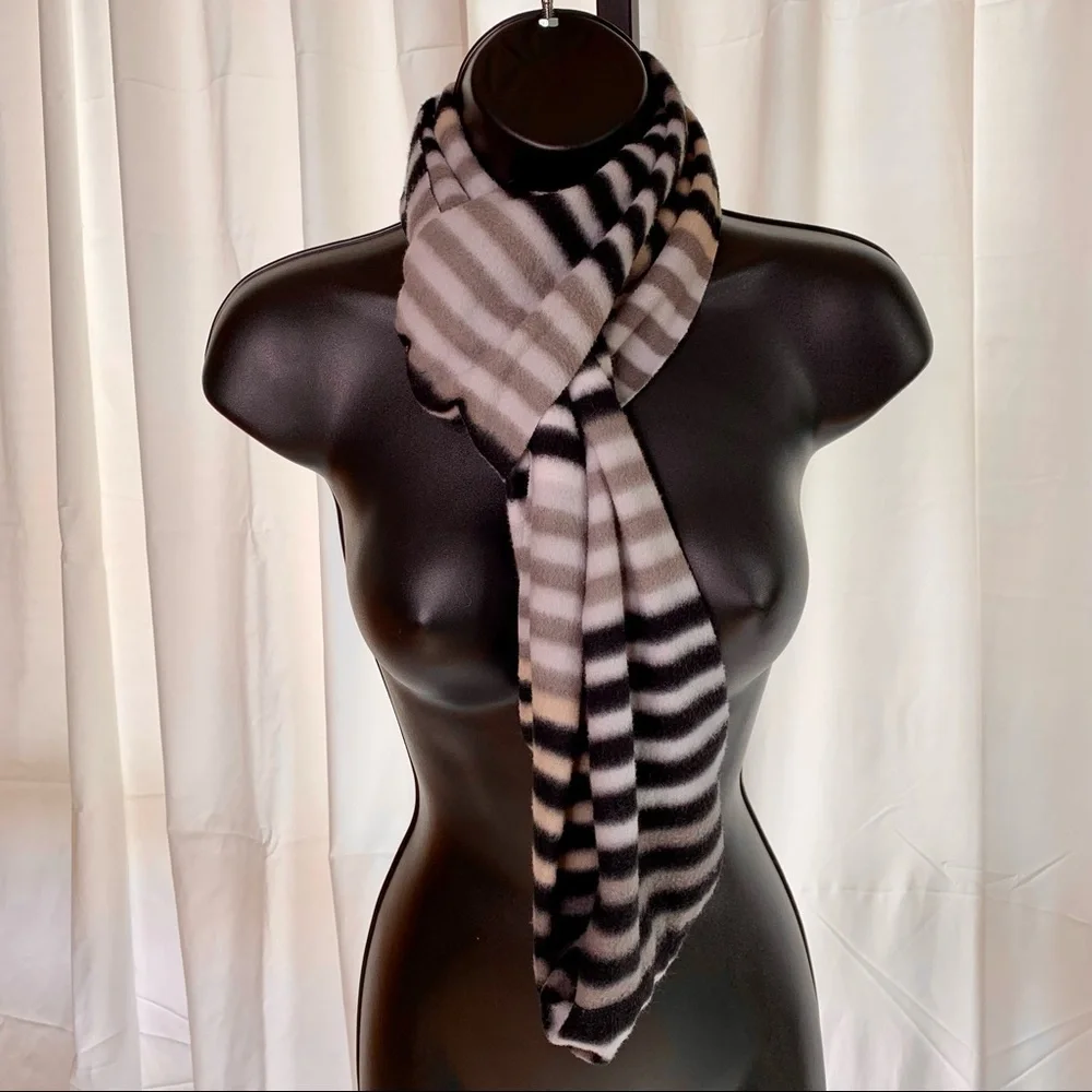 Polar Fleece Striped Infinity Scarf
